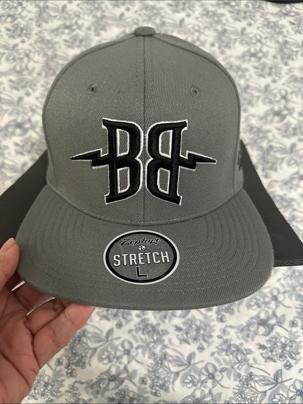 breckenridge -Zephyr Grey BB Embroidered Stretch Fitted Hat
